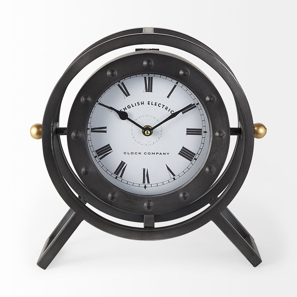 Mercana - Gaston Gray Metal Circular Table Clock - 68083 view 5