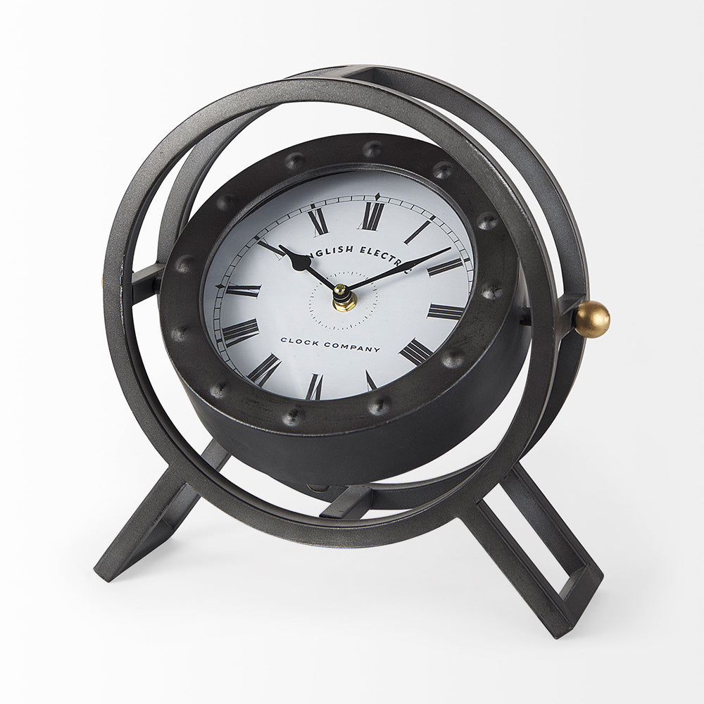 Mercana - Gaston Gray Metal Circular Table Clock - 68083 view 7