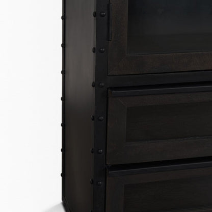 Mercana - Gehry 72.3" H Dark Brown Metal Brown Wood and Glass Door Display Cabinet - 67533 view 9