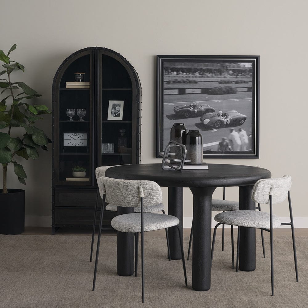 Mercana - Gehry 72.3" H Dark Brown Metal Brown Wood and Glass Door Display Cabinet - 67533 view 13