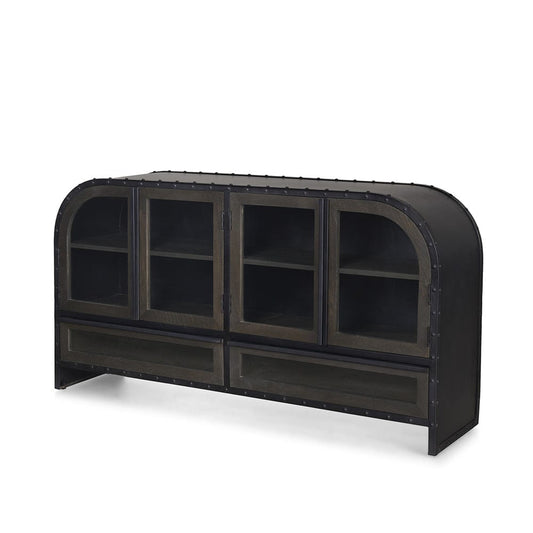 Mercana - Gehry I 62.3x16.5 Black Metal Frame w/Wood Accent 4 Cabinet Door Two Drawer Sideboard - 67532 view 1