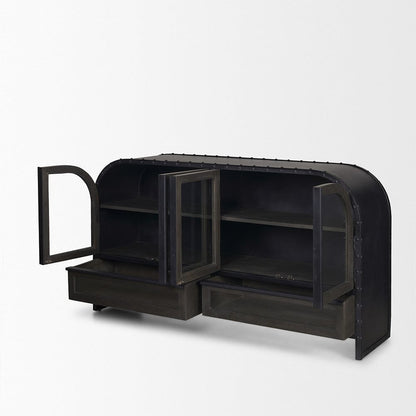 Mercana - Gehry I 62.3x16.5 Black Metal Frame w/Wood Accent 4 Cabinet Door Two Drawer Sideboard - 67532 view 2