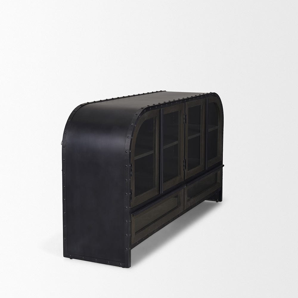 Mercana - Gehry I 62.3x16.5 Black Metal Frame w/Wood Accent 4 Cabinet Door Two Drawer Sideboard - 67532 view 3
