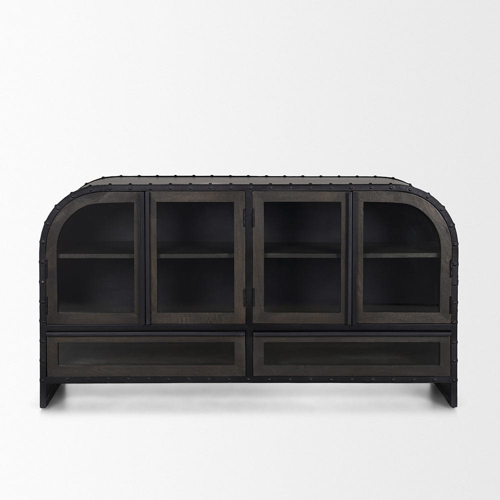 Mercana - Gehry I 62.3x16.5 Black Metal Frame w/Wood Accent 4 Cabinet Door Two Drawer Sideboard - 67532 view 4