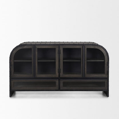 Mercana - Gehry I 62.3x16.5 Black Metal Frame w/Wood Accent 4 Cabinet Door Two Drawer Sideboard - 67532 view 4