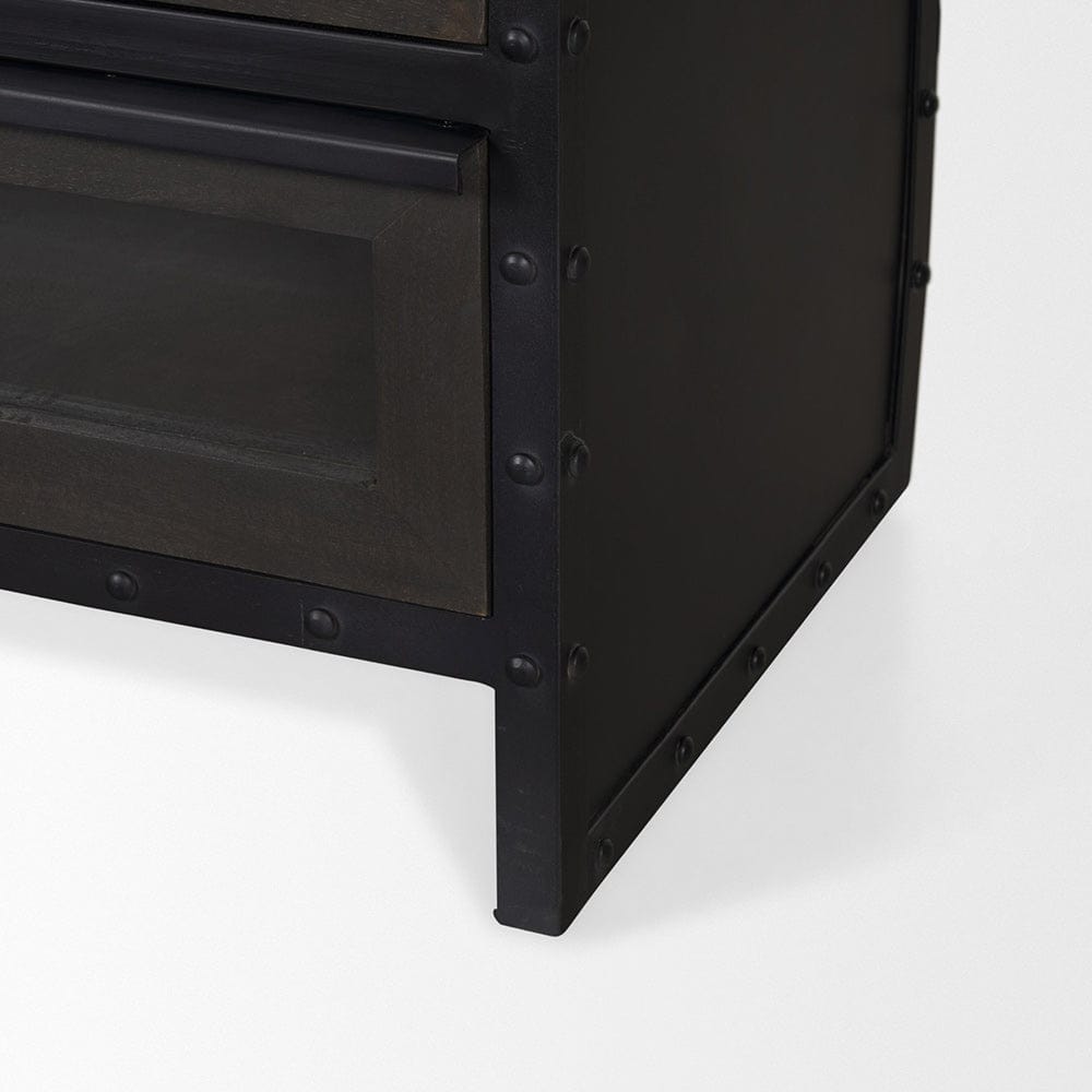 Mercana - Gehry I 62.3x16.5 Black Metal Frame w/Wood Accent 4 Cabinet Door Two Drawer Sideboard - 67532 view 9