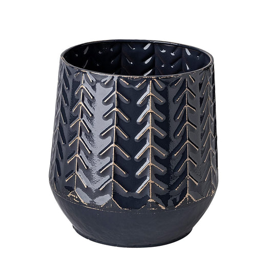 Mercana - Gemma I Metal Glossy Dark Blue Chevron Vase - 68820_CLOSEOUT view 1