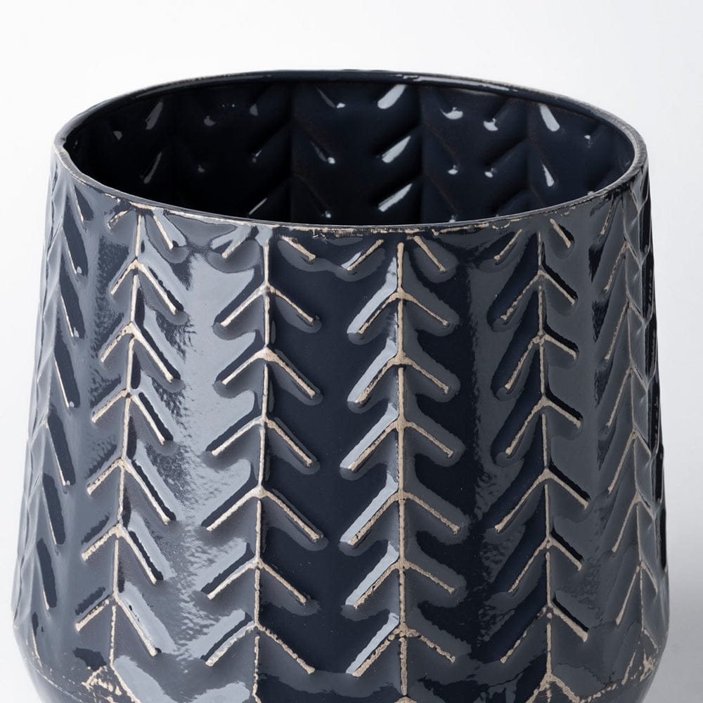 Mercana - Gemma I Metal Glossy Dark Blue Chevron Vase - 68820_CLOSEOUT view 3