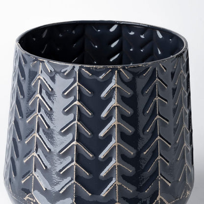 Mercana - Gemma I Metal Glossy Dark Blue Chevron Vase - 68820_CLOSEOUT view 3