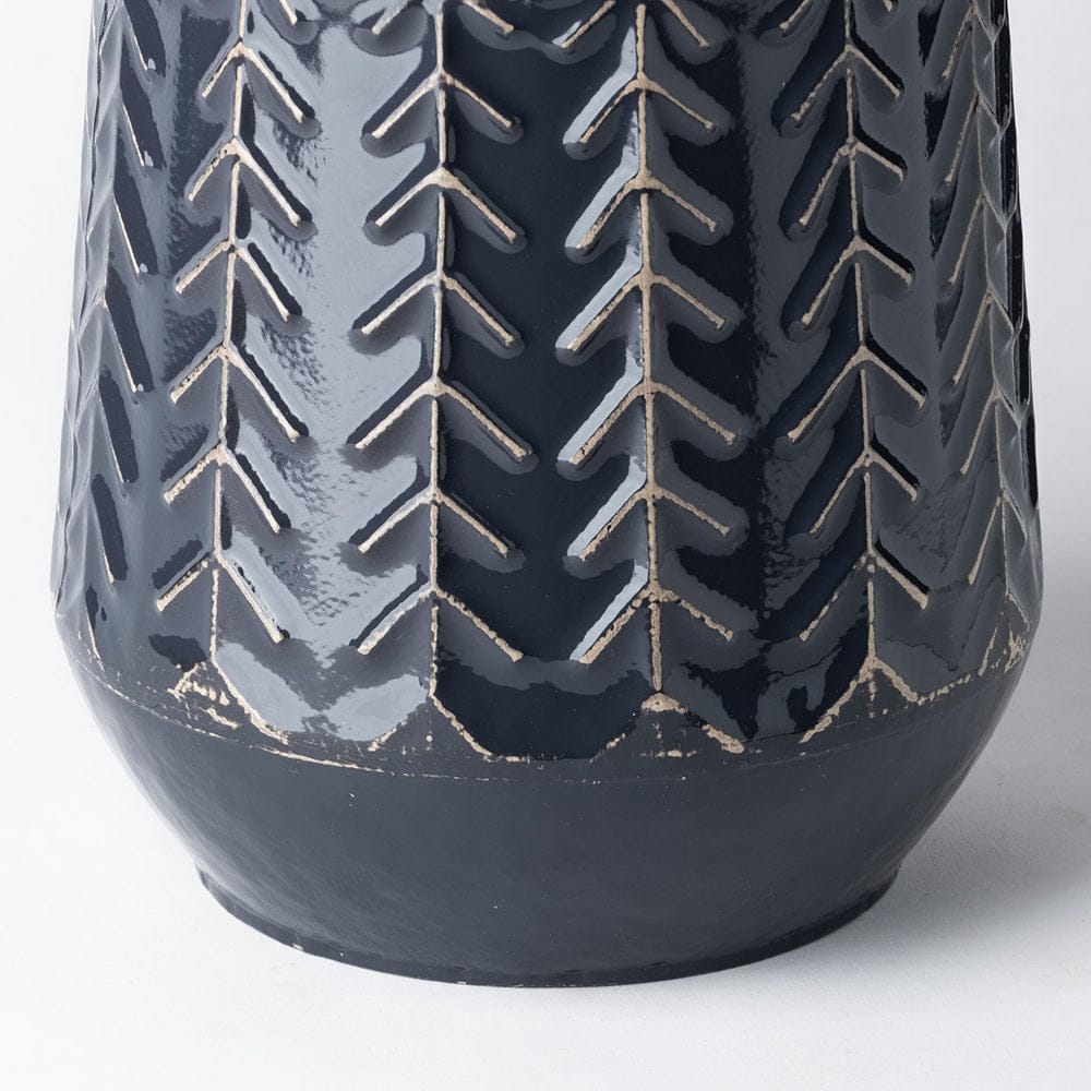 Mercana - Gemma I Metal Glossy Dark Blue Chevron Vase - 68820_CLOSEOUT view 4
