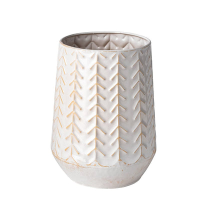 Mercana - Gemma II Metal Glossy White Chevron Vase - 68819_CLOSEOUT view 1