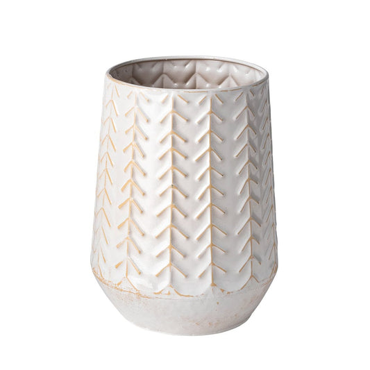 Mercana - Gemma II Metal Glossy White Chevron Vase - 68819_CLOSEOUT view 1