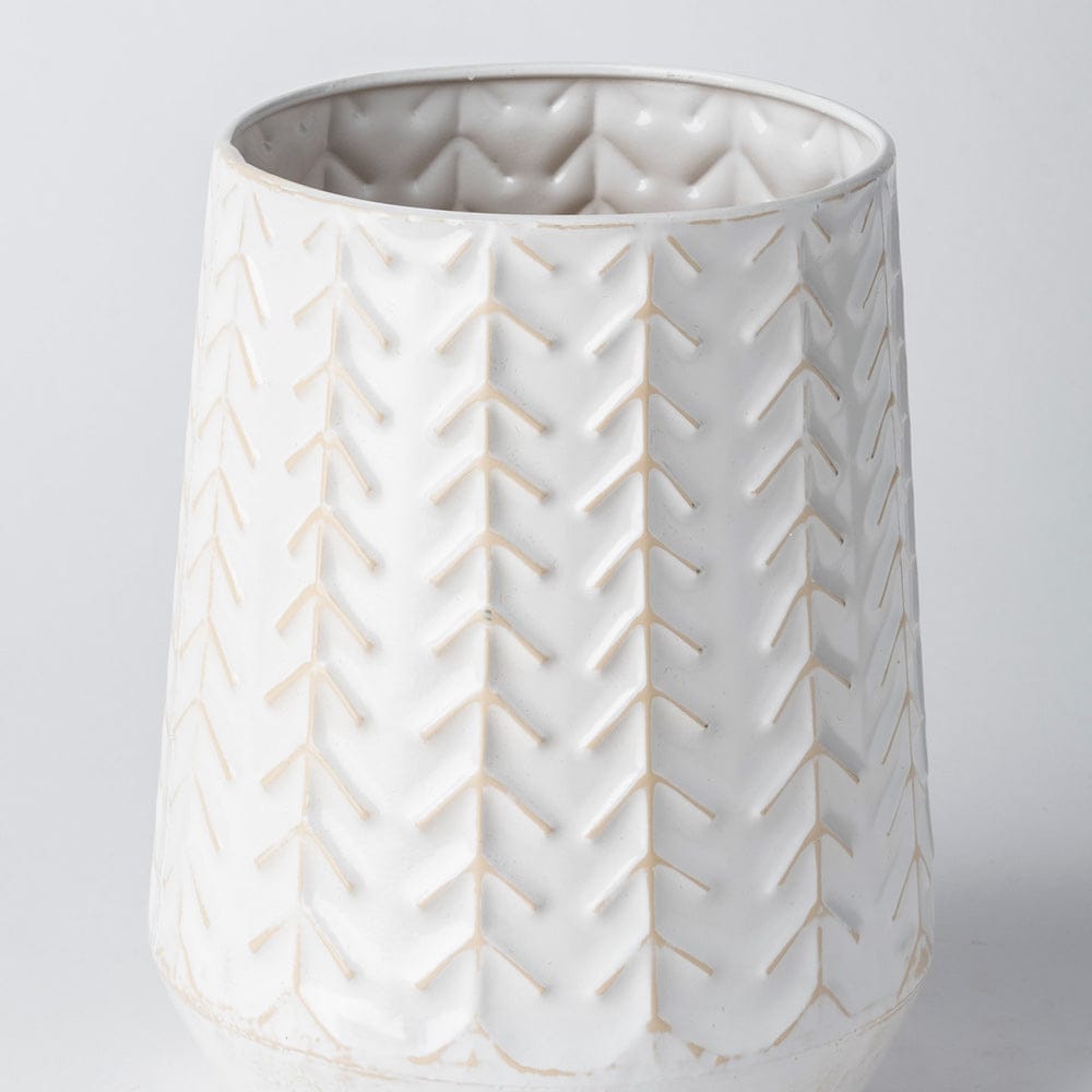 Mercana - Gemma II Metal Glossy White Chevron Vase - 68819_CLOSEOUT view 3