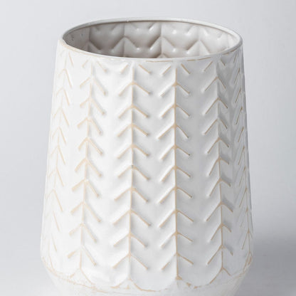 Mercana - Gemma II Metal Glossy White Chevron Vase - 68819_CLOSEOUT view 3
