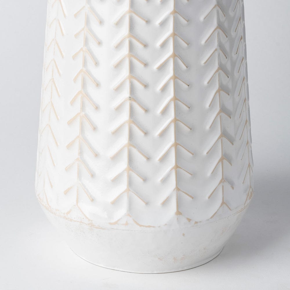 Mercana - Gemma II Metal Glossy White Chevron Vase - 68819_CLOSEOUT view 4