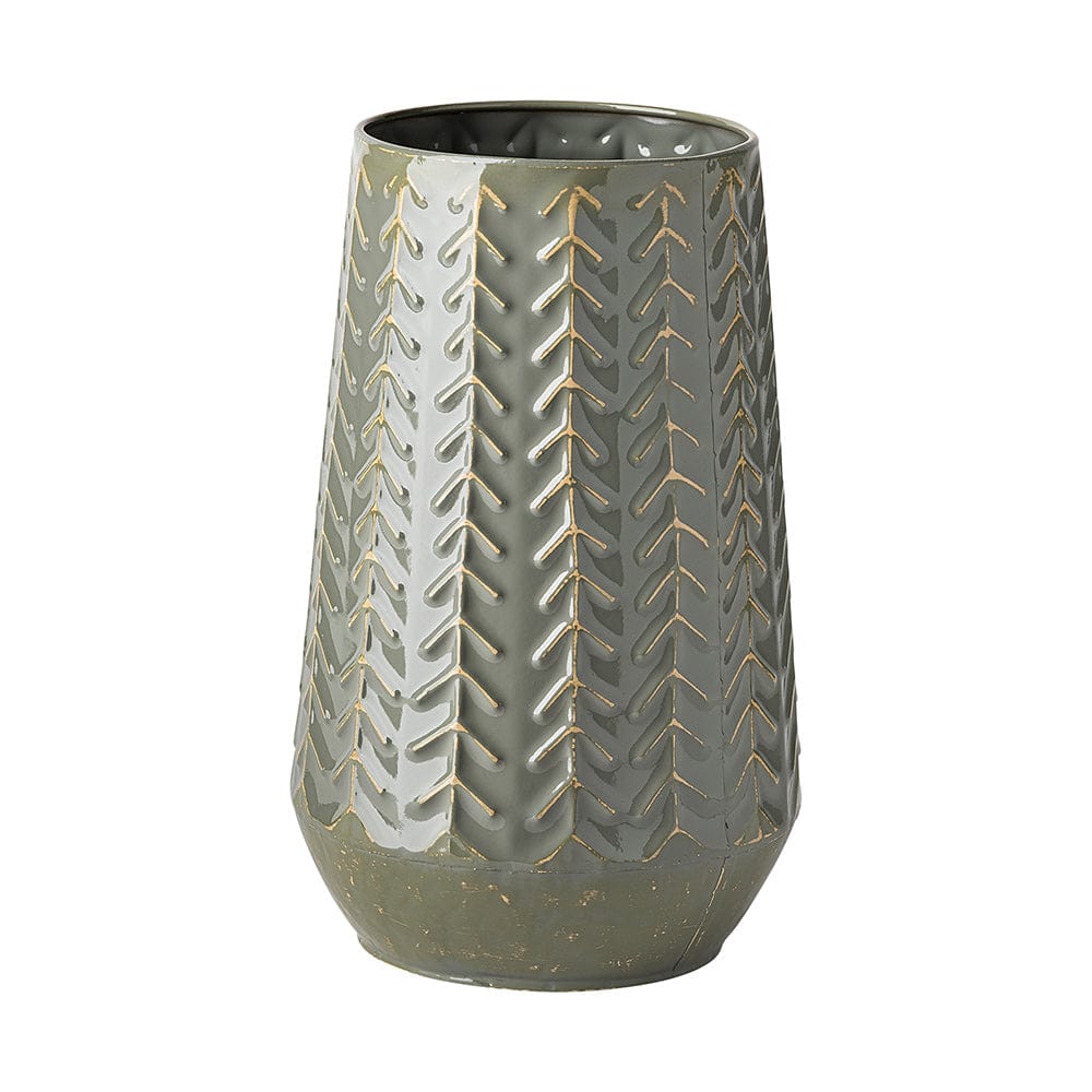 Mercana - Gemma III Metal Glossy Green/Gray Chevron Vase - 68818_CLOSEOUT view 1
