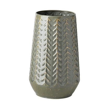 Mercana - Gemma III Metal Glossy Green/Gray Chevron Vase - 68818_CLOSEOUT view 1