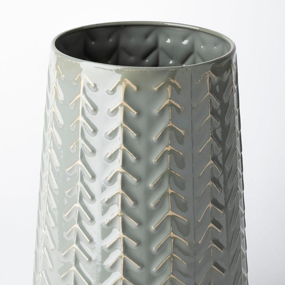 Mercana - Gemma III Metal Glossy Green/Gray Chevron Vase - 68818_CLOSEOUT view 3