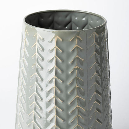 Mercana - Gemma III Metal Glossy Green/Gray Chevron Vase - 68818_CLOSEOUT view 3