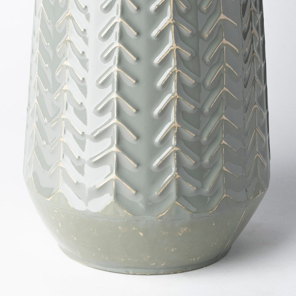 Mercana - Gemma III Metal Glossy Green/Gray Chevron Vase - 68818_CLOSEOUT view 4