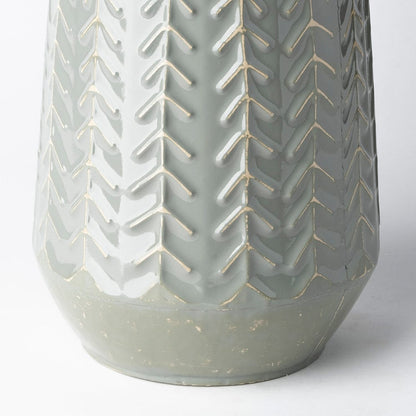 Mercana - Gemma III Metal Glossy Green/Gray Chevron Vase - 68818_CLOSEOUT view 4