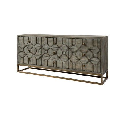 Mercana - Genevieve II 70x15.8 Gray Fir Veneer W/Gold Metal Frame Base 9 Drawer Sideboard - 68116_CLOSEOUT view 1