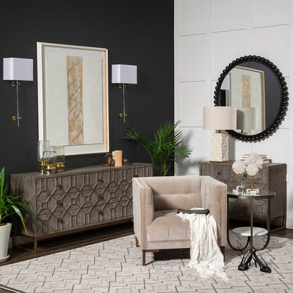 Mercana - Genevieve II 70x15.8 Gray Fir Veneer W/Gold Metal Frame Base 9 Drawer Sideboard - 68116_CLOSEOUT view 3