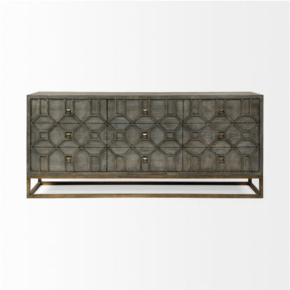 Mercana - Genevieve II 70x15.8 Gray Fir Veneer W/Gold Metal Frame Base 9 Drawer Sideboard - 68116_CLOSEOUT view 6