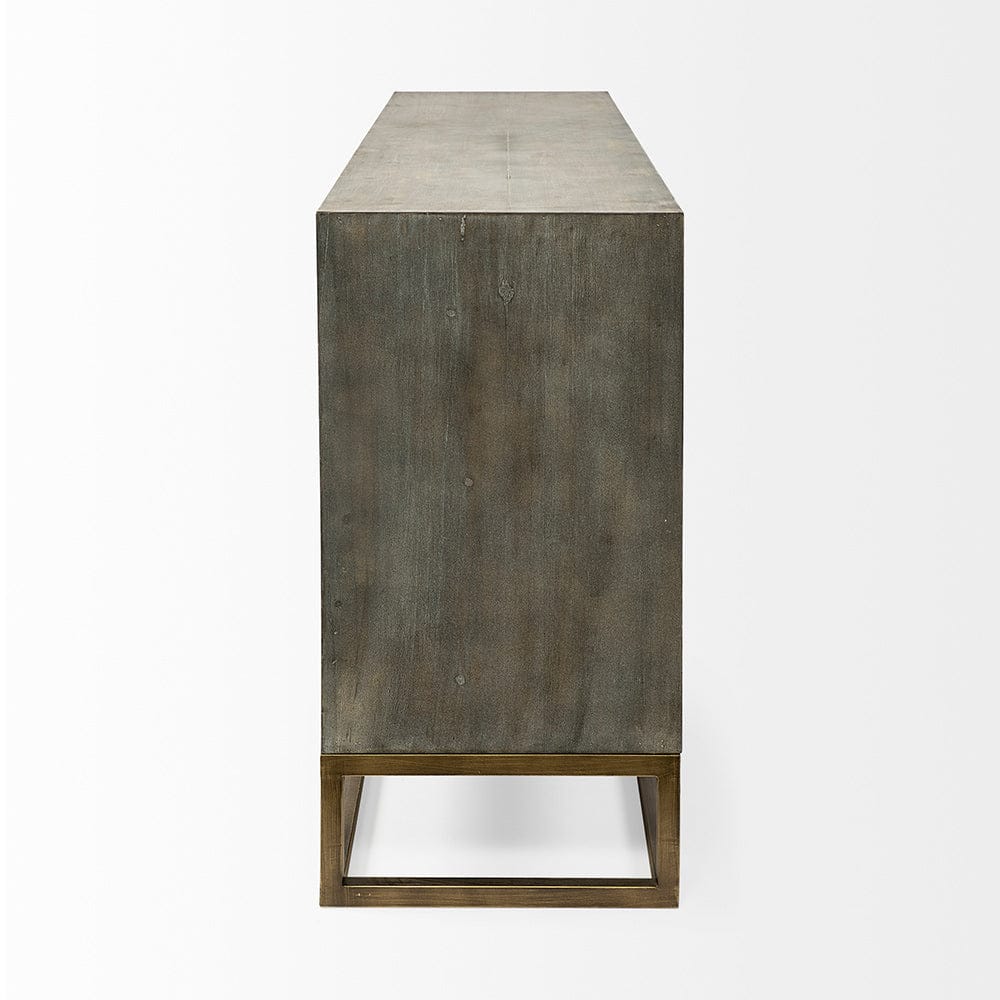 Mercana - Genevieve II 70x15.8 Gray Fir Veneer W/Gold Metal Frame Base 9 Drawer Sideboard - 68116_CLOSEOUT view 7
