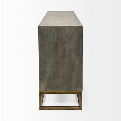 Mercana - Genevieve II 70x15.8 Gray Fir Veneer W/Gold Metal Frame Base 9 Drawer Sideboard - 68116_CLOSEOUT view 7