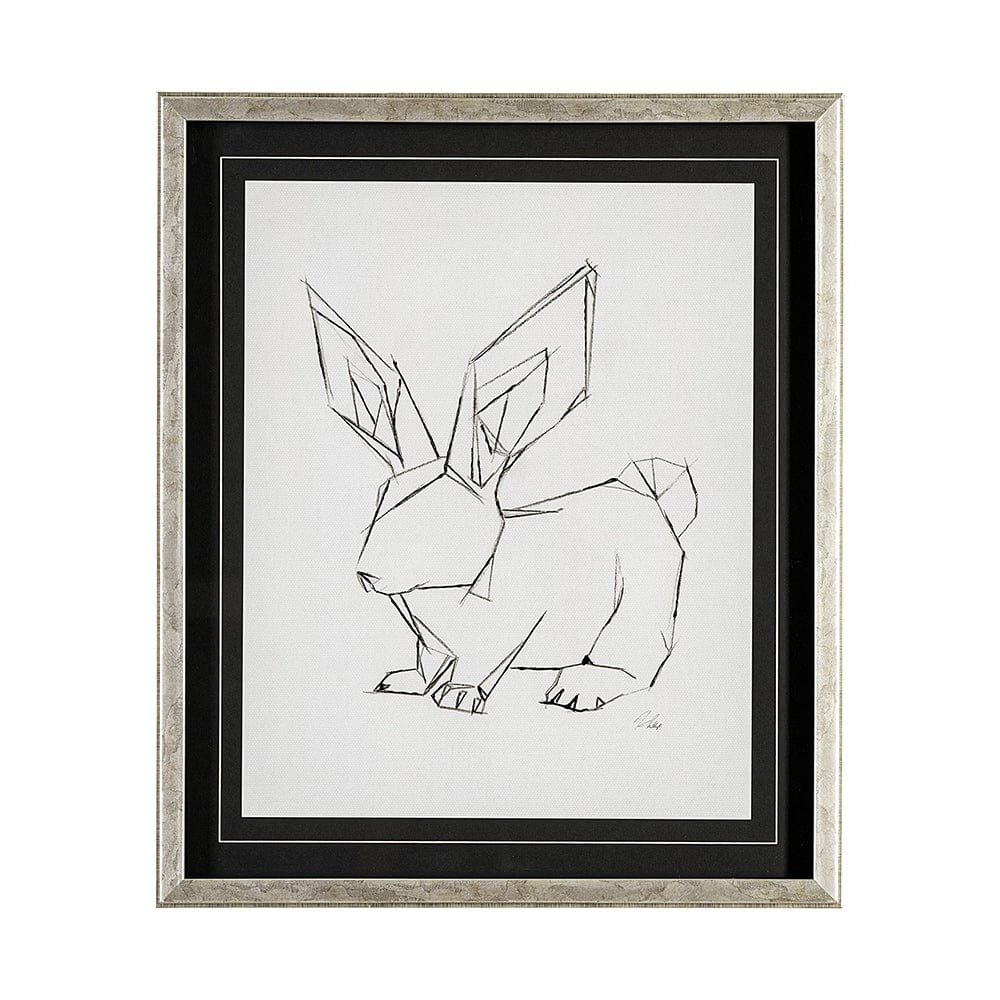 Mercana - Geo Bunny by Mercana Studio a Hand Embellished Textured Framed Art Print Matted under Glass - 13408 view 1