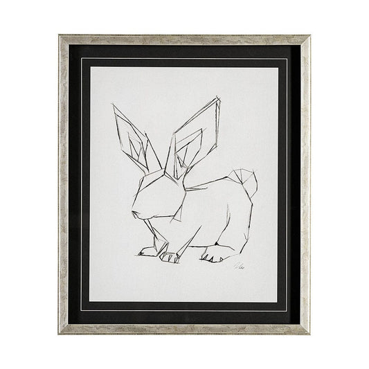 Mercana - Geo Bunny by Mercana Studio a Hand Embellished Textured Framed Art Print Matted under Glass - 13408 view 1