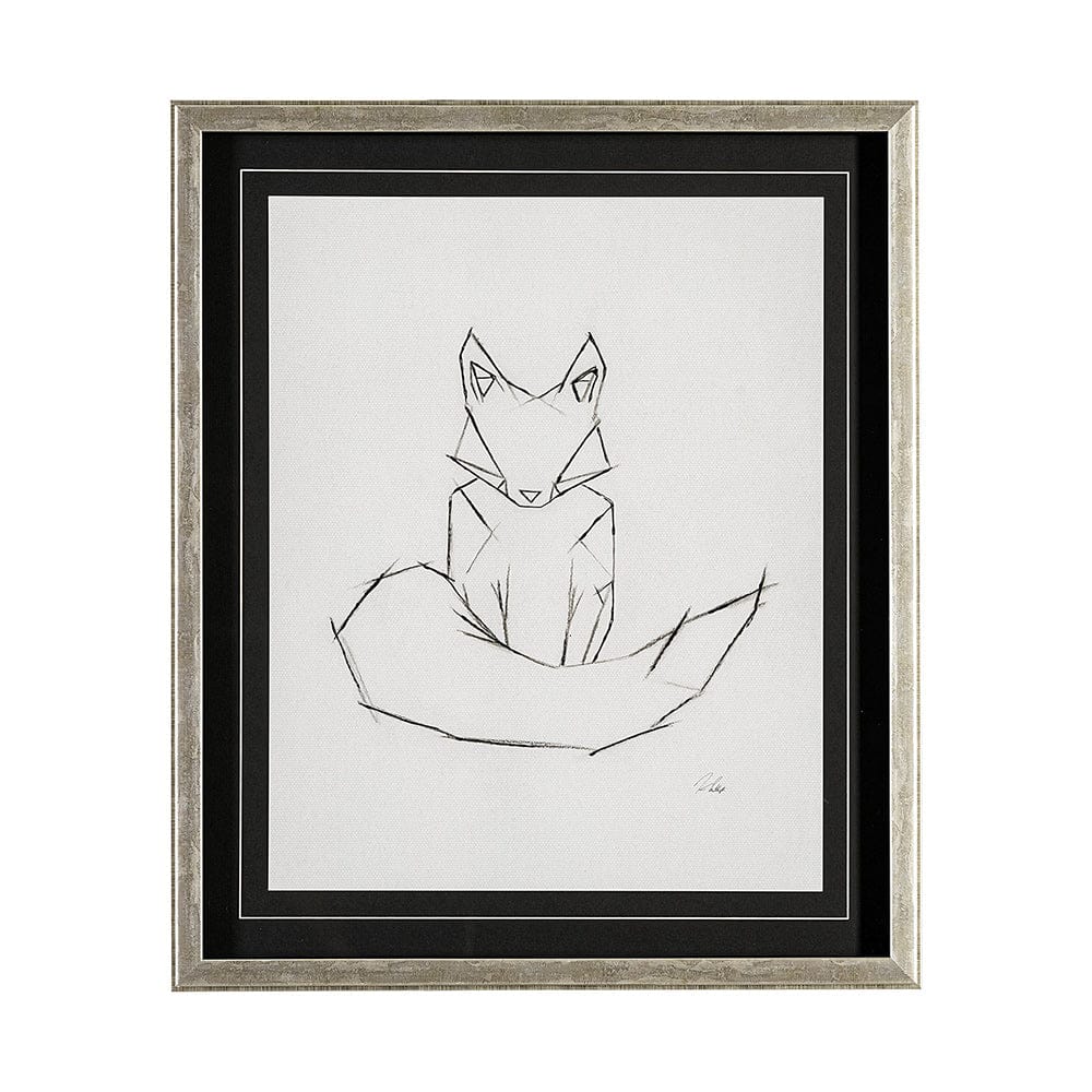 Mercana - Geo Fox by Mercana Studio a Hand Embellished Textured Framed Art Print Matted under Glass - 13409 view 1
