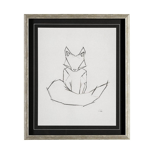 Mercana - Geo Fox by Mercana Studio a Hand Embellished Textured Framed Art Print Matted under Glass - 13409 view 1