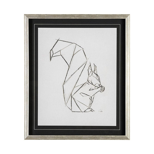 Mercana - Geo Squirrrel by Mercana Studio a Hand Embellished Textured Framed Art Print Matted under Glass - 13411 view 1