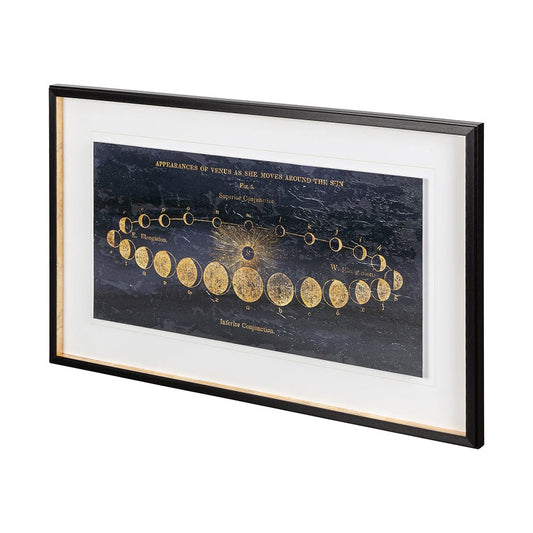 Mercana - Geography of the Heavens II Blue Gold Hand Embellished Framed Art Print Matted under Glass - 12253 view 1