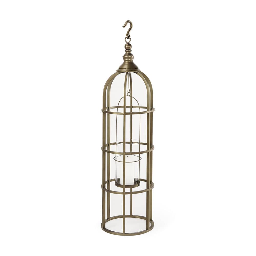 Mercana - Gerson I Large Cage-Style Gold Metal Candle Holder Lantern - 67697 view 1