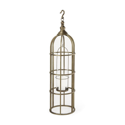 Mercana - Gerson I Large Cage-Style Gold Metal Candle Holder Lantern - 67697 view 1