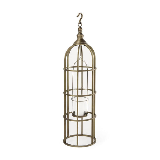 Mercana - Gerson I Large Cage-Style Gold Metal Candle Holder Lantern - 67697 view 1