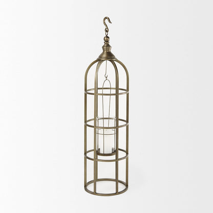 Mercana - Gerson I Large Cage-Style Gold Metal Candle Holder Lantern - 67697 view 3