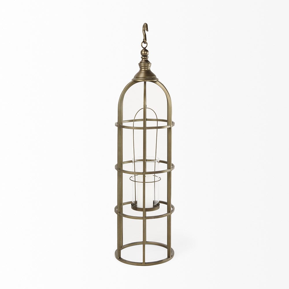 Mercana - Gerson I Large Cage-Style Gold Metal Candle Holder Lantern - 67697 view 4