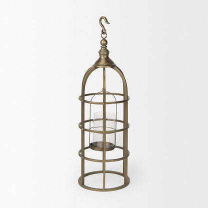 Mercana - Gerson II Small Cage-Style Gold Metal Candle Holder Lantern - 67698 view 5