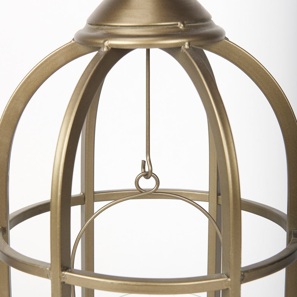 Mercana - Gerson II Small Cage-Style Gold Metal Candle Holder Lantern - 67698 view 8