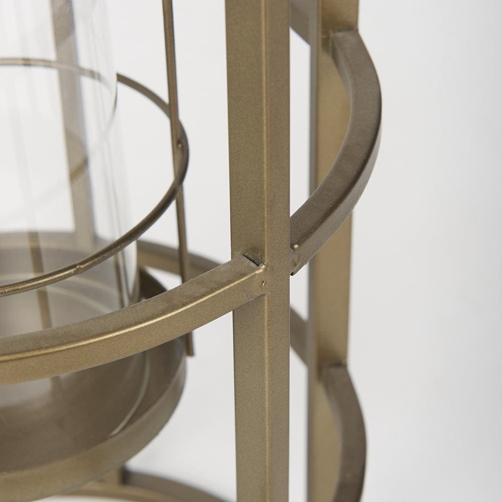 Mercana - Gerson II Small Cage-Style Gold Metal Candle Holder Lantern - 67698 view 9