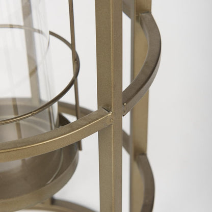 Mercana - Gerson II Small Cage-Style Gold Metal Candle Holder Lantern - 67698 view 9
