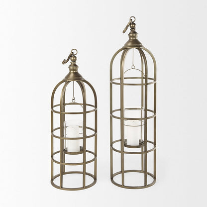 Mercana - Gerson II Small Cage-Style Gold Metal Candle Holder Lantern - 67698 view 11