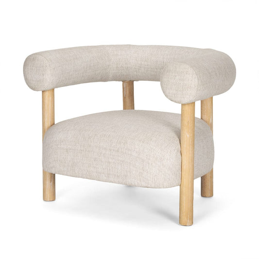 Mercana - Gianna Open Back Light Brown Wood w/ Oatmeal Fabric Accent Chair - 70585 view 1