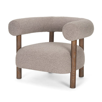 Mercana - Gianna Open Back Medium Brown Wood w/ Taupe Boucle Fabric Accent Chair - 70584 view 1
