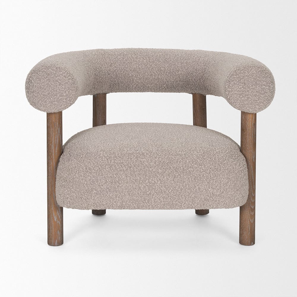 Mercana - Gianna Open Back Medium Brown Wood w/ Taupe Boucle Fabric Accent Chair - 70584 view 2