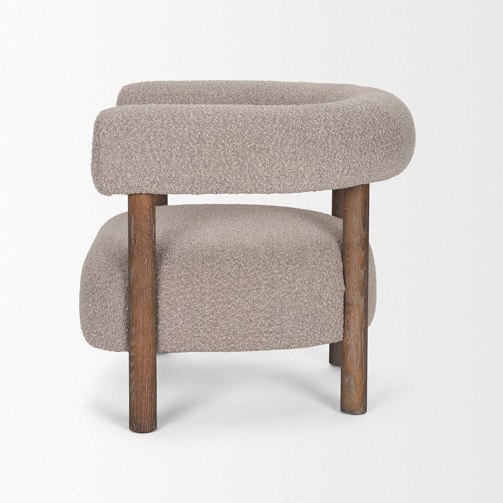 Mercana - Gianna Open Back Medium Brown Wood w/ Taupe Boucle Fabric Accent Chair - 70584 view 3